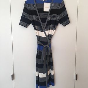 Diane Von Furstenberg Blue Sweater Wrap Dress